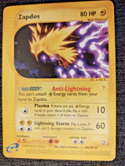 Pokemon Zapdos Card 44/147 Aquapolis, Non-Holo - Image 1