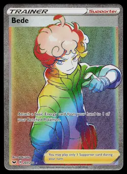 Pokemon Card - Bede Sword & Shield Base Set 207/202 Secret Rare - Image 1