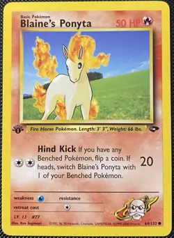 Blaine's Ponyta 64/132 Gym Challenge Regular 1st Edition - Pokemon Card - Image 1