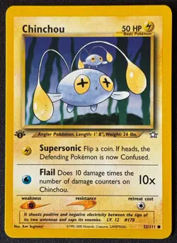 1st Edition Chinchou - Neo Genesis - #55/111 - Vintage Pokemon Card 2000 WOTC - Image 1