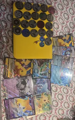 Pokemon Tcg Lot Of 23 Coins/10 Jumbo Cards/1 Pin Rare Lot - Image 1