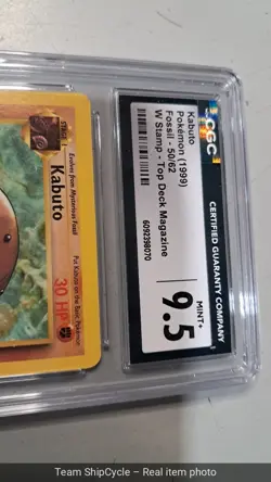 CGC 95 MINT Kabuto 1999 Fossil 5062 W Stamp Pokemon Card G2U - Image 5