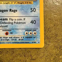 Pokemon TCG Gyarados Holo 6/102 Base Set Card LP Condition - Image 3