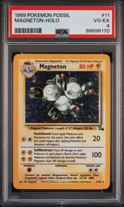 1999 POKEMON FOSSIL MAGNETON 11/62 HOLO PSA 4 VG-EX - Image 1