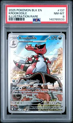 2025 POKEMON BLK EN-BLACK BOLT ILLUSTRATION RARE #137 KROOKODILE PSA 8 - Image 1