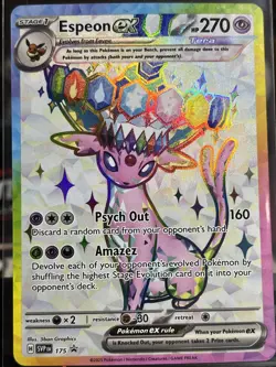 Pokemon TCG Espeon Ex 175 Full Art Prismatic Evolutions Black Star Promo - Image 1