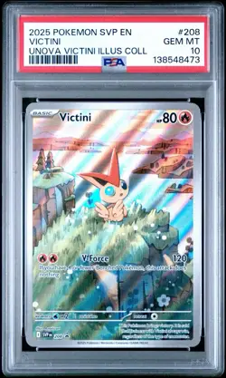 2025 Pokemon SVP EN Victini Unova Illustration Collection Promo #208 PSA 10 - Image 1