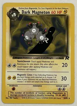 Dark Magneton 28/82 Rare Team Rocket Unlimited Pokemon LP+ 2000 Vintage WOTC - Image 1