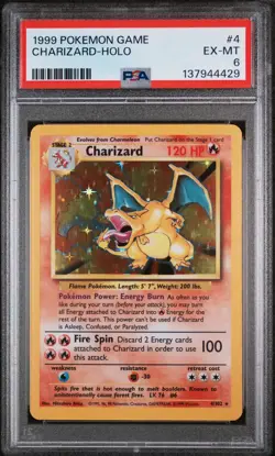 1999 Pokemon Game Charizard Holo PSA 6 #4 - Image 1