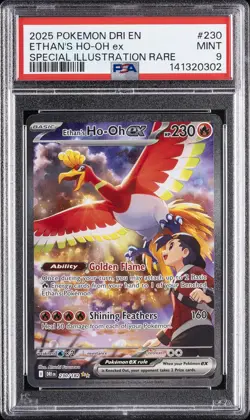 2025 POKEMON DRI EN-DESTINED RIVALS #230 ETHAN'S HO-OH EX PSA 9 - Image 1