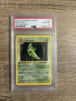 1999 POKEMON BASE SET 1ST EDITION #54 METAPOD PSA 10 GEM MINT SHADOWLESS - Image 1