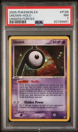 2005 Pokemon EX Unseen Forces #P/28 Unknown-Holo PSA 7 NM - Image 1