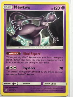 Mewtwo SM - Unbroken Bonds 75/214 LP-NM Pokemon Card - Image 1