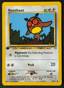 1st Edition Hoothoot - Neo Genesis - #60/111 - Vintage Pokemon Card 2000 WOTC - Image 1