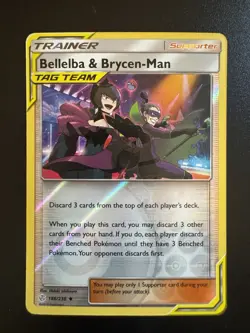 Pokemon Cosmic Eclipse Bellelba & Brycen-Man Reverse Holo Near Mint - Image 1