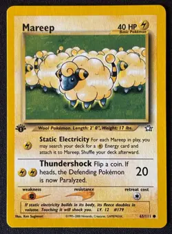 1st Edition Mareep - Neo Genesis - #65/111 - Vintage Pokemon Card 2000 WOTC - Image 1