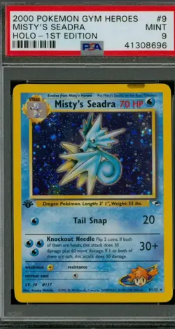 Pokemon Mistys Seadra 1. Edition Holo Gym Heros DOUBLE SWIRL PSA 9 - Image 1