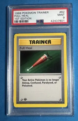 1st Edition FULL HEAL 👀 PSA 9 👀 1999 Pokemon Shadowless Base Set 82/102 📈 - Image 1
