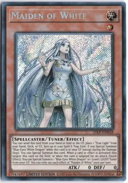 Yugioh - Maiden of White (Secret Rare) 25LP-EN018 Limited - Limited Pack World C - Image 1