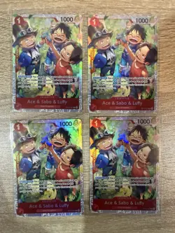 One Piece Ace Sabo Luffy SR X4 Playset OP13-007 Carrying On His Will - Image 1