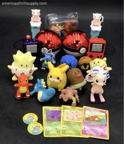 Vintage Pokemon Toy Figure & Card Lot Pikachu Mew WOTC Era See Photos - Image 1