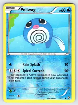 Poliwag 15/111 2014 B&W Furious Fists Pokemon Card TCG Reverse Holo Common - Mp - Image 1