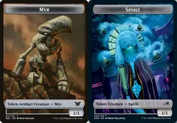 MTG Commander Neon Dynasty Two-Sided Token Myr Spirit 002 PLAYSET 4x x4 - Image 1