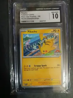 CGC 10 Pokemon Pikachu 2024 World Championships Promo - SVP: 190 Gem Mint - Image 1