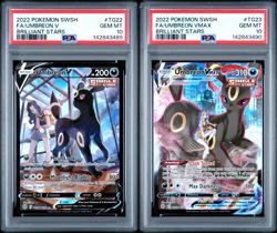 PSA 10 SEQUENTIAL UMBREON V TG22 UMBREON VMAX TG23 BRILLIANT STARS POKEMON 🌑 - Image 1