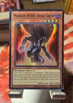 YuGiOh! Masked HERO Dusk Crow - Super Rare - MZMU - NM 1st Edition - FAST SHIP! - Image 1
