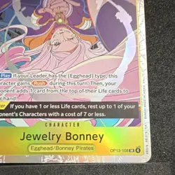 Jewelry Bonney OP13-108 Super Rare Foil Carrying on His Will Rush One Piece CCG - Image 2