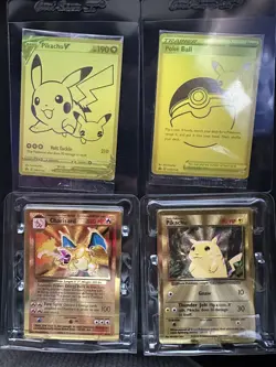 Pokemon Celebrations Set of Gold Metal Cards (Charizard, Pikachu) + other promos - Image 1