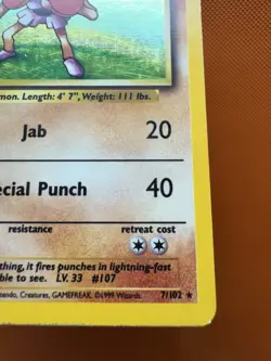 Hitmonchan - 7/102 - Pokemon Card Base Set Unlimited Holo Rare MP 2072 - Image 5