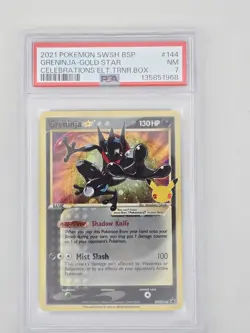 PSA 7 Greninja Gold Star #144 2021 Black Star Promo Celebrations Pokemon Card - Image 1