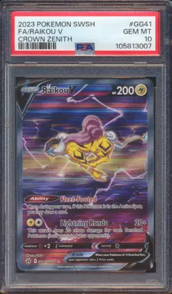 2023 POKEMON CROWN ZENITH RAIKOU V FULL ART #GG41 PSA 10! - Image 1