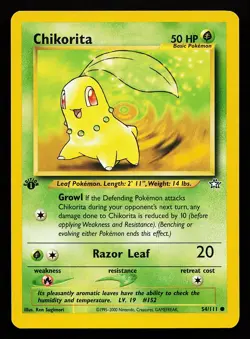Chikorita 54/111 Common 1st Edition Neo Genesis Pokemon Card - Image 1