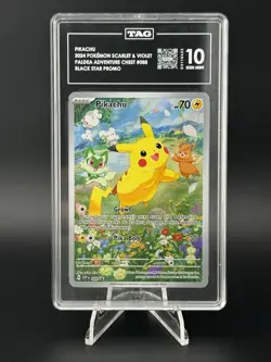 Pokemon TCG: Paldea Adventure Chest Black Star Promo Pikachu 088 TAG 10 Gem Mint - Image 1