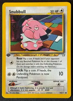 1st Edition Snubbull - Neo Genesis - #74/111 - Vintage Pokemon Card 2000 WOTC - Image 1