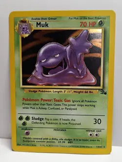 Pokemon TCG Muk #13/62 Holo Rare Fossil Base Set Unlimited WOTC VTG 1999 LP - Image 1