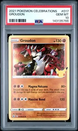 2021 Pokemon TCG Celebrations Groudon 017/025 - PSA 10 GEM - Image 1