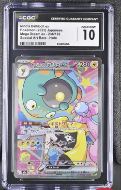 Pokemon Iono's Bellibolt Ex 236/193 M2a: Mega Dream Ex Holo SAR CGC Gem Mint 10 - Image 1