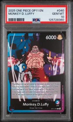 2025 One Piece A Fist of Divine Speed Monkey.D.Luffy #OP11-040 PSA 10 GEM MINT💎 - Image 1