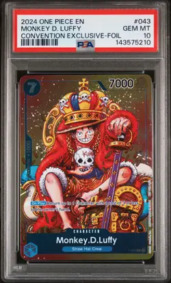 2024 ONE PIECE PROMOS CONVENTION EXCLUSIVE-FOIL #043 MONKEY D. LUFFY PSA 10 - Image 1