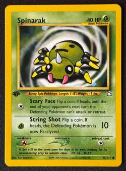 1st Edition Spinarak - Neo Genesis - #75/111 - Vintage Pokemon Card 2000 WOTC - Image 1