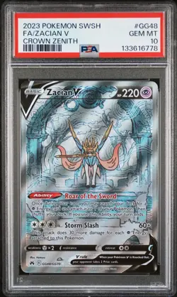2023 POKEMON SWORD & SHIELD CROWN ZENITH #GG48 FULL ART/ZACIAN V PSA 10 - Image 1