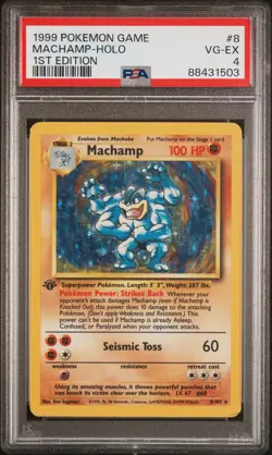 1999 POKEMON BASE SET 1ST EDITION #8 MACHAMP-HOLO PSA 4 - Image 1