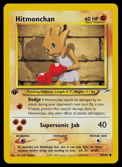 Pokemon Card - Hitmonchan Neo Destiny 69/105 Common 1st Edition - Image 1