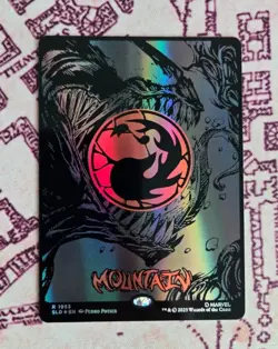 MTG Venom Raised Foil MOUNTAIN Mana Symbiote Secret Lair Spider Man NM - Image 1