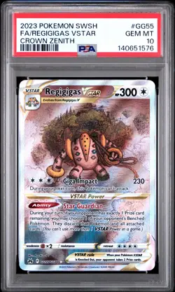 2023 POKEMON SWORD & SHIELD CROWN ZENITH #GG55 FULL ART/REGIGIGAS VSTAR PSA 10 - Image 1