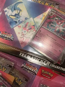 Lot Of 5 Prismatic Evolutions 3 Pack Blister Tech Sticker Pokemon Tcg Sealed - Image 3